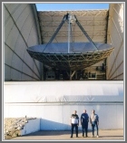 Frank Lovas, Mike Hollis and Phil Jewel (left to right) at the NRAO 12 m in May 2000 during the search for and detection of glycolaldehyde.