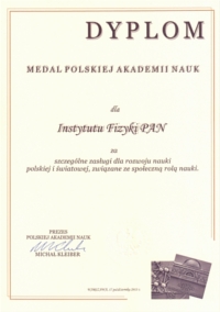 Dyplom do Medalu Polskiej Akademii Nauk
